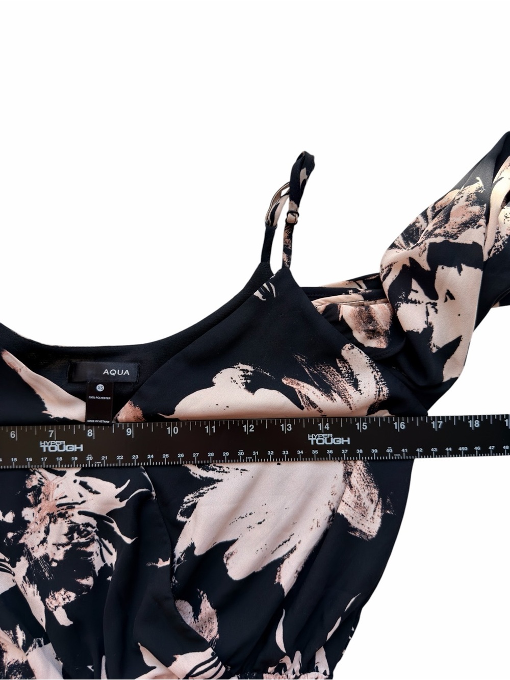 Aqua Black & Beige Floral Cold-Shoulder Summer Dress Size XS - Picture 4 of 7